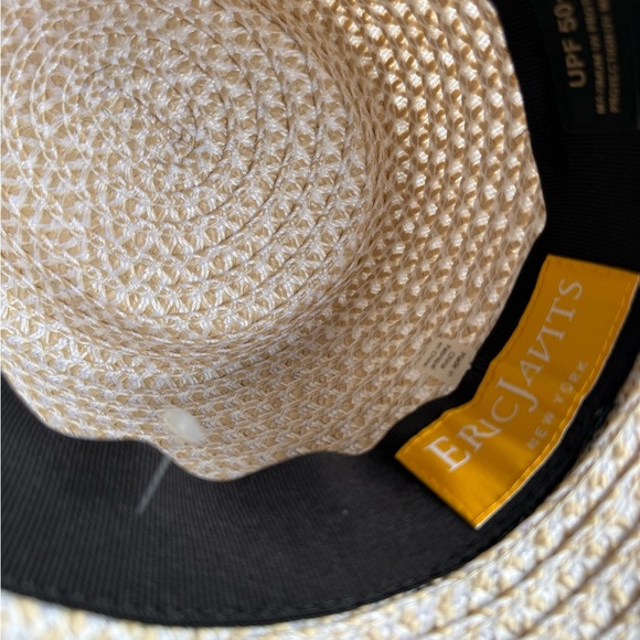 Eric Javits Cream Straw Hat with Black Band - Picture 7 of 9
